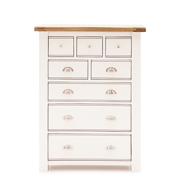 Remy 8 Drawer Tall Chest White/Oak